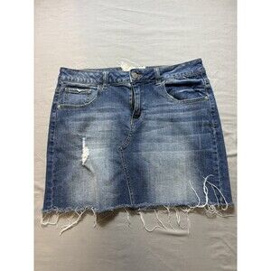Altar'd State Denim JEAN Raw Hem 100% Cotton Skirt Sz Medium